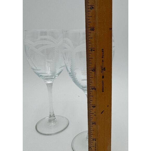 Palm Tree Wine Glasses All Pupose by Rolf, Etched Glass Set of 5 - Picture 9 of 11